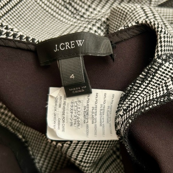 J. Crew Glen Plaid Cap Sleeve Dress Short Sleeve Sheath Flounce Hem Size 4 - Picture 11 of 12
